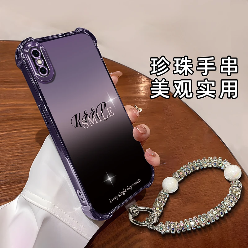 适用于【苹果】XR新款时尚简约渐变英文防摔硅胶手机壳