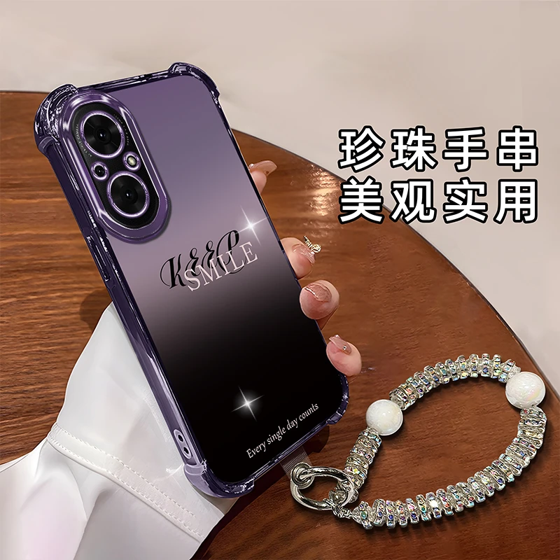 适用于【华为】荣耀50SE新款时尚简约渐变英文防摔硅胶手机壳