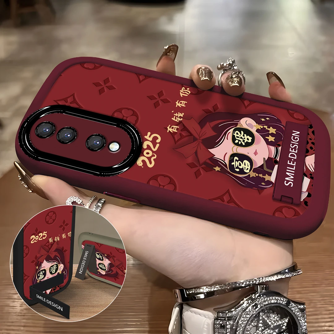 适用于【华为】荣耀80新款潮流新年安可拉红富婆时尚防摔手机壳