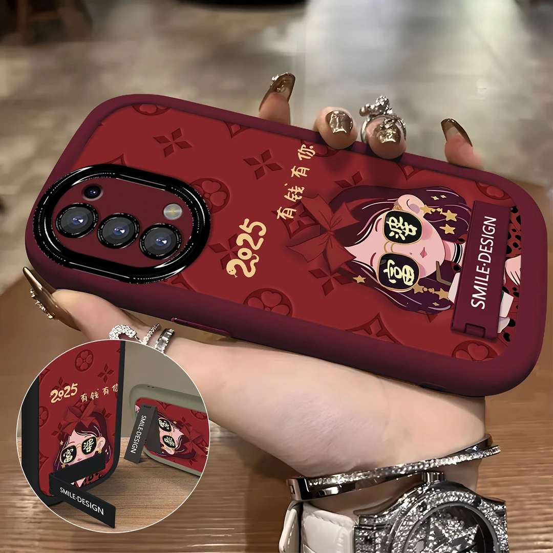 适用于【OPPO】Reno5/K新款潮流新年安可拉红富婆时尚防摔手机壳