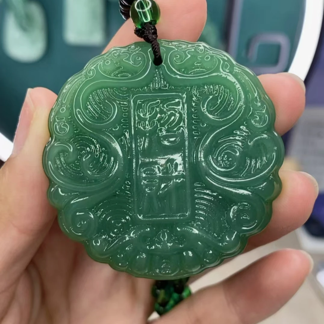 深绿色双面平安扣