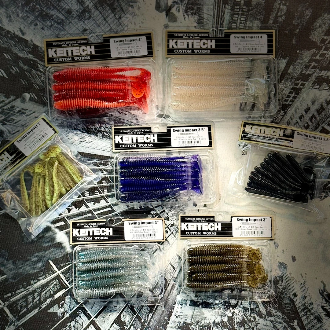 日本KEITECH 软饵Swing Impact 4寸 细身螺纹T尾 路亚饵 8条/包