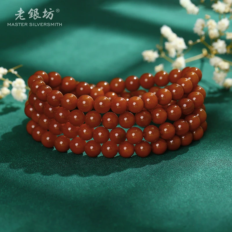 老银坊108颗多圈玛瑙手串8mm 0035466