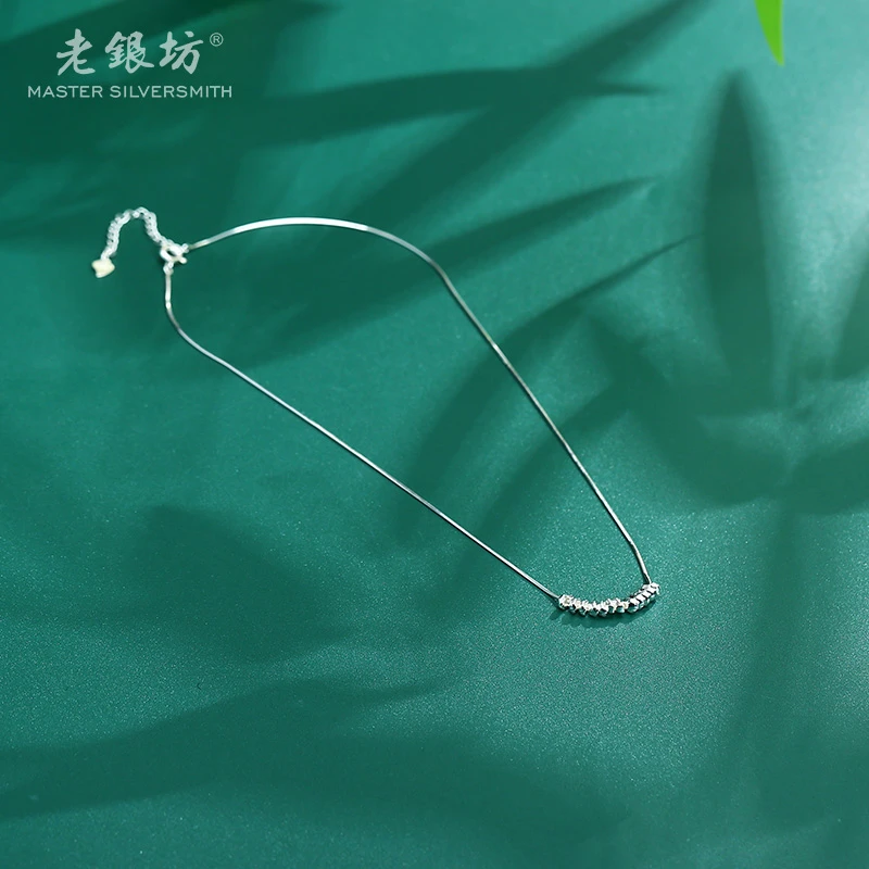 链子925银 气质螺旋豆锁骨项链女士生日礼物送妈妈0022315