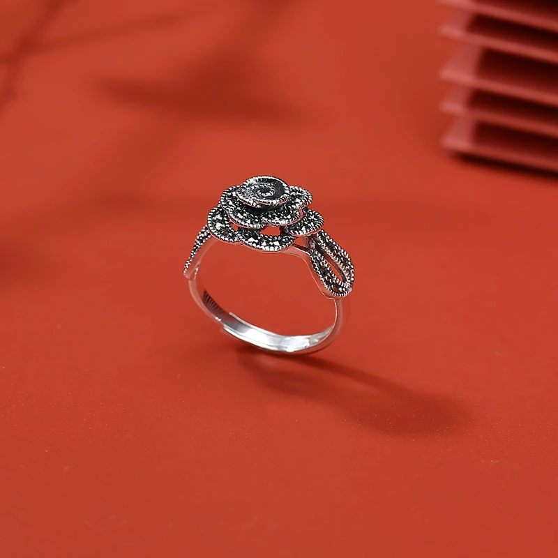 老银坊 925银戒指 马克赛玫瑰单戒 0031251