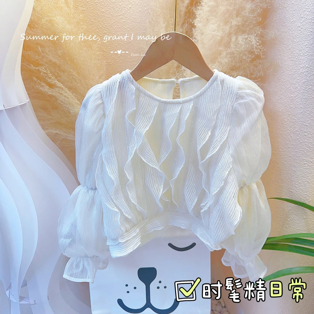 【贝贝优品】春季女童新款童装  时尚日常公主百搭 大波浪蕾丝卫衣