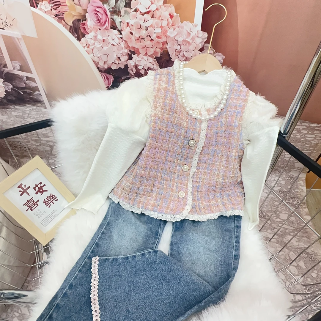 【贝贝优品】秋季2024新款女童装 时装洋气甜美小香风套装