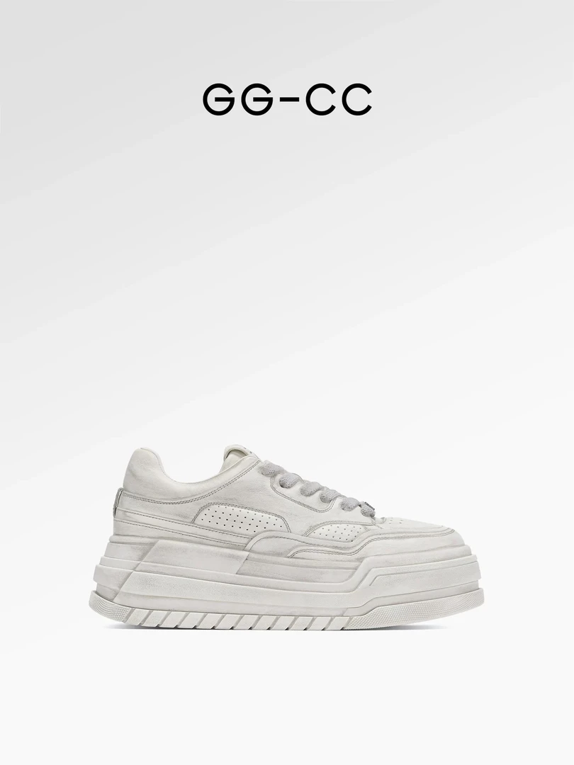【荒漠唱片】GGCC2024年秋季新款厚底休闲板鞋真皮脏脏鞋小白鞋女