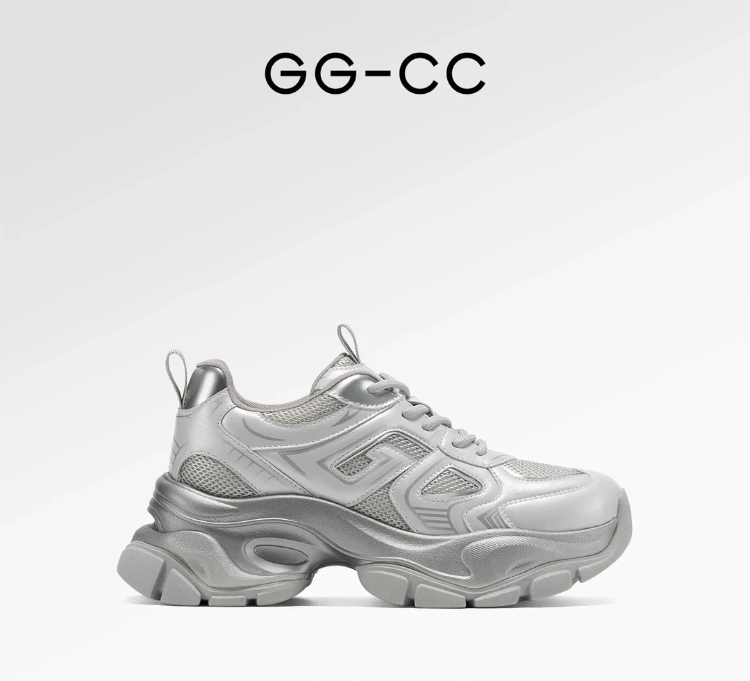 GGCC2024年时尚潮流厚底老爹鞋创意拼接休闲鞋女