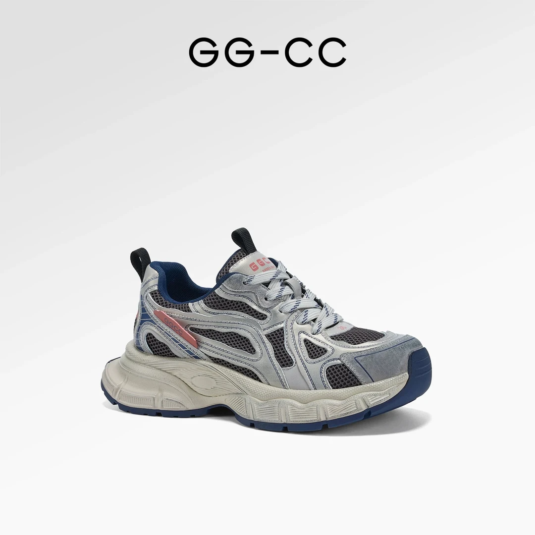 GGCC2025春季新款潮流厚底老爹鞋增高擦色做旧ins运动鞋休闲鞋女
