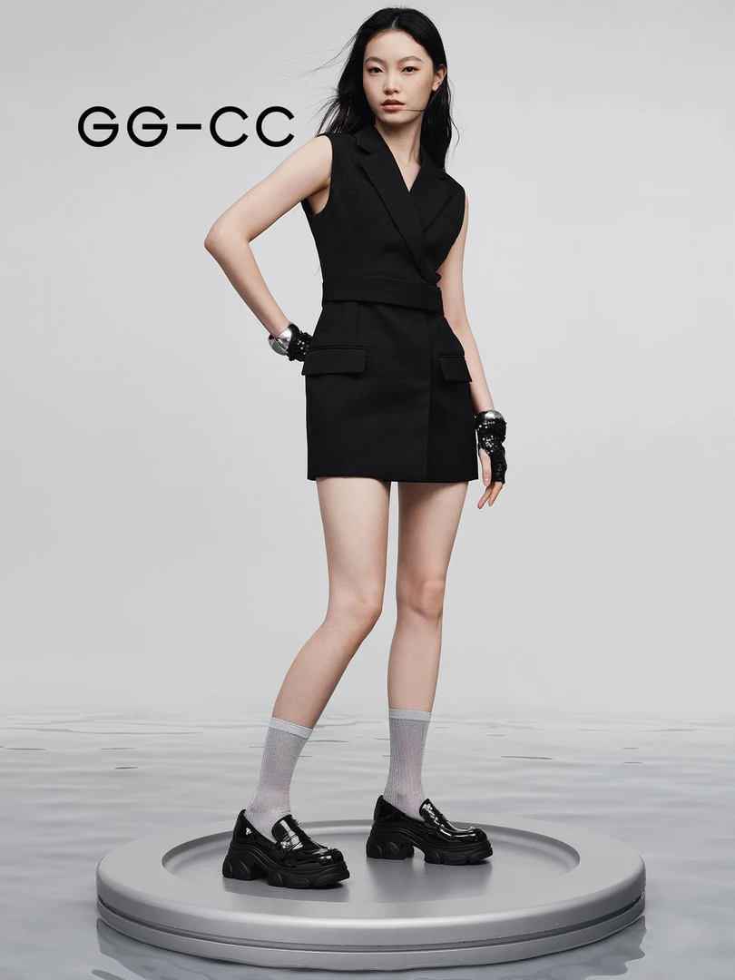 【鞠婧祎同款】GGCC星系岛屿2024年春季新款乐福鞋厚底增高单鞋女