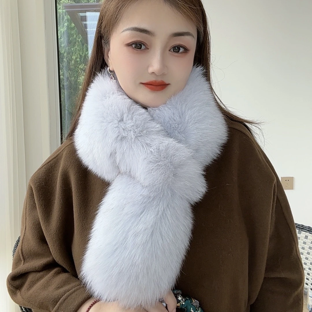 【千山暮雪】2024新款狐狸毛围巾女韩版1时尚洋气真毛女毛领雪