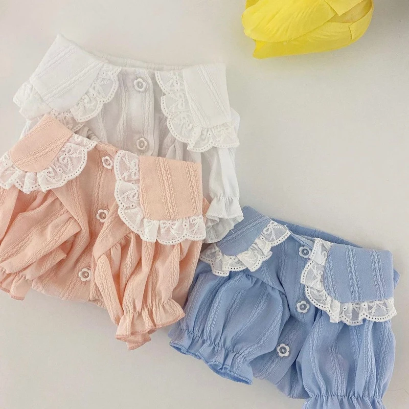 韩版夏季蕾丝荷叶边狗狗衣服泰迪博美比熊小型幼犬宠物猫猫咪薄款