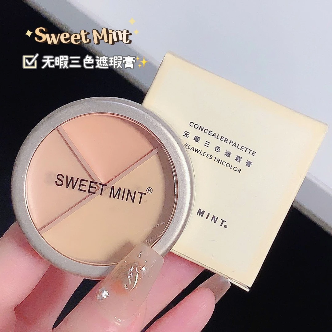 SWEET MINT遮斑三色膏遮盖痘印斑点黑眼圈提亮泪沟遮瑕盘粉底底妆