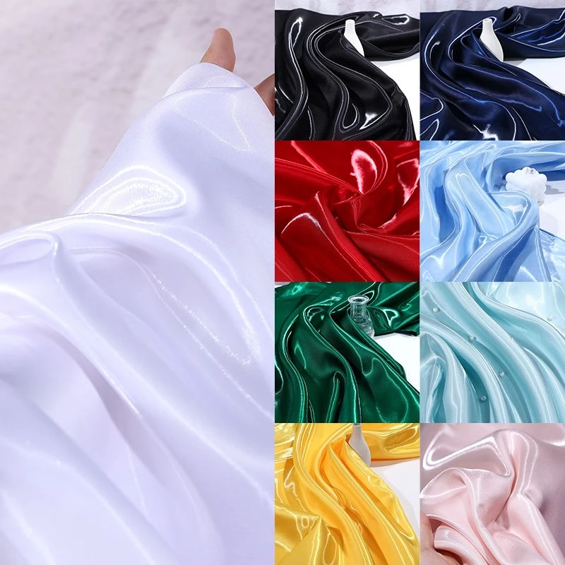 高档水光缎水晶丝缎液态金属面料珠光缎婚礼服设计师定制反光布料