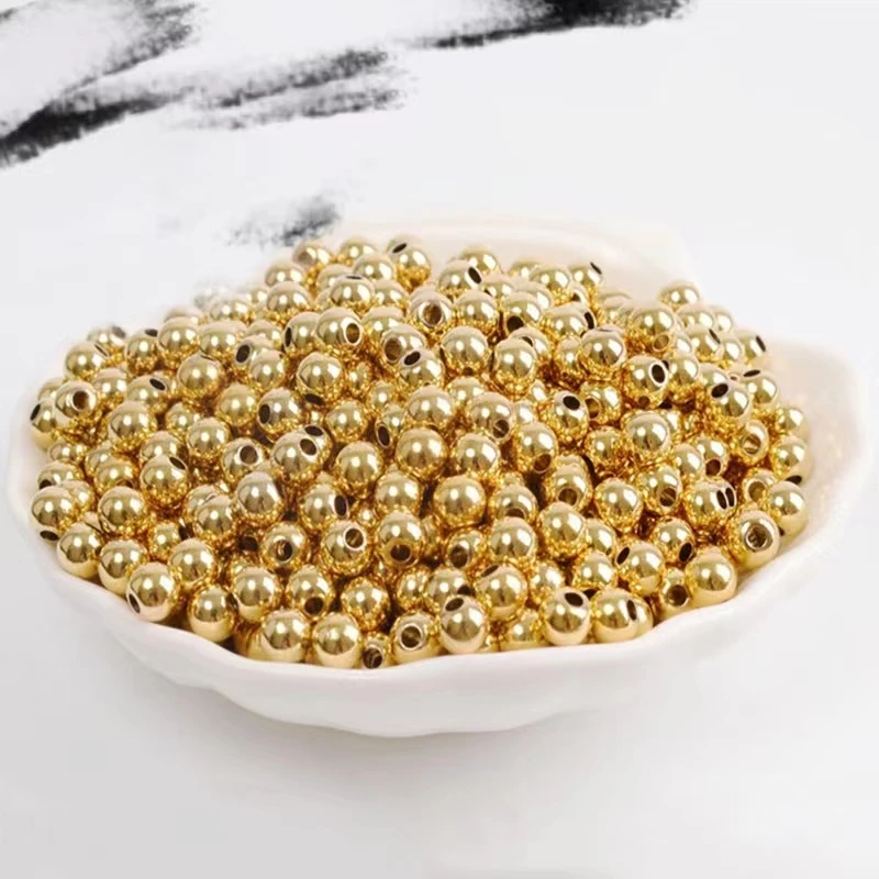 电镀金珠高亮仿珍珠直孔通孔圆珠手工DIY串珠配件10mm