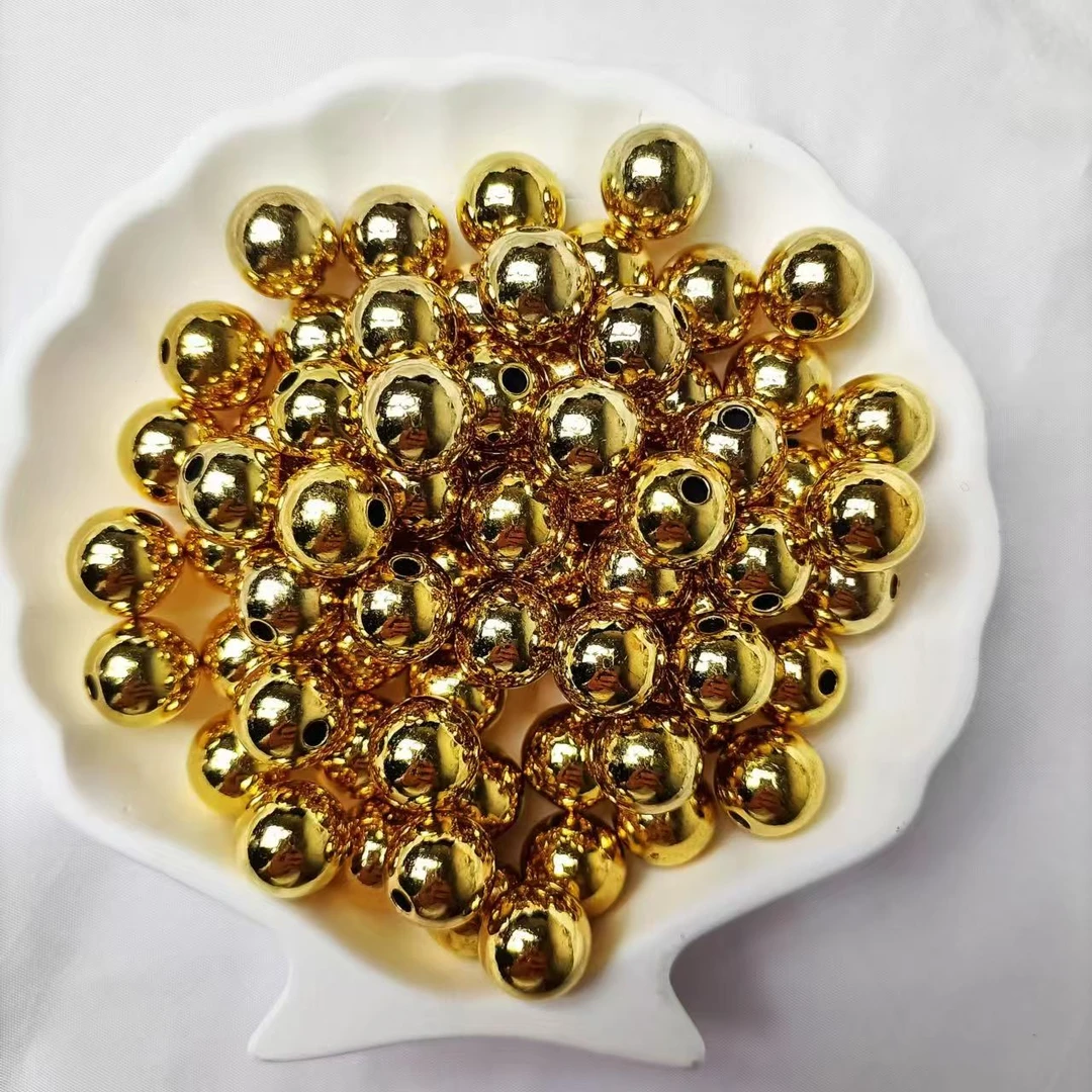 12mm半孔高亮仿珍珠电镀金珠半圆珠手工DIY串珠配件