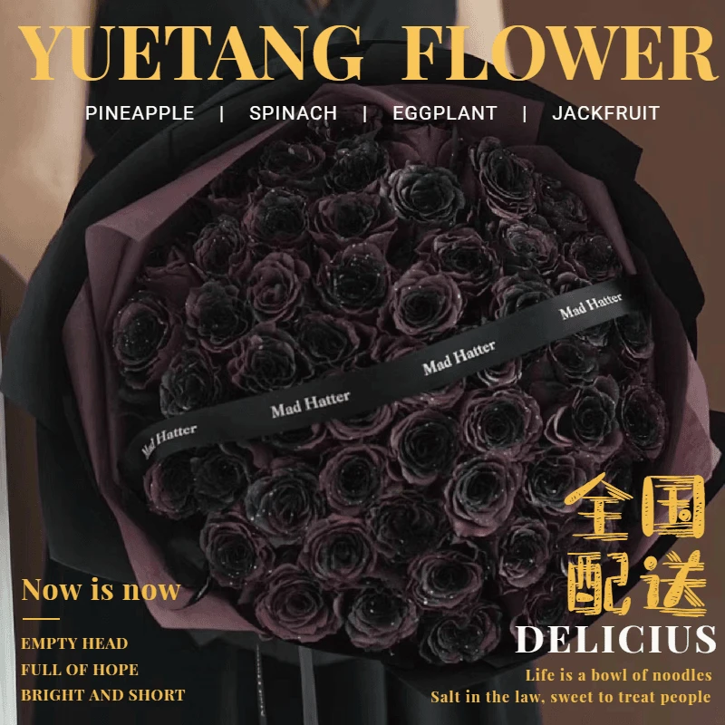 黑玫瑰鲜花花束全国同城速递北京上海广东山东送花配送