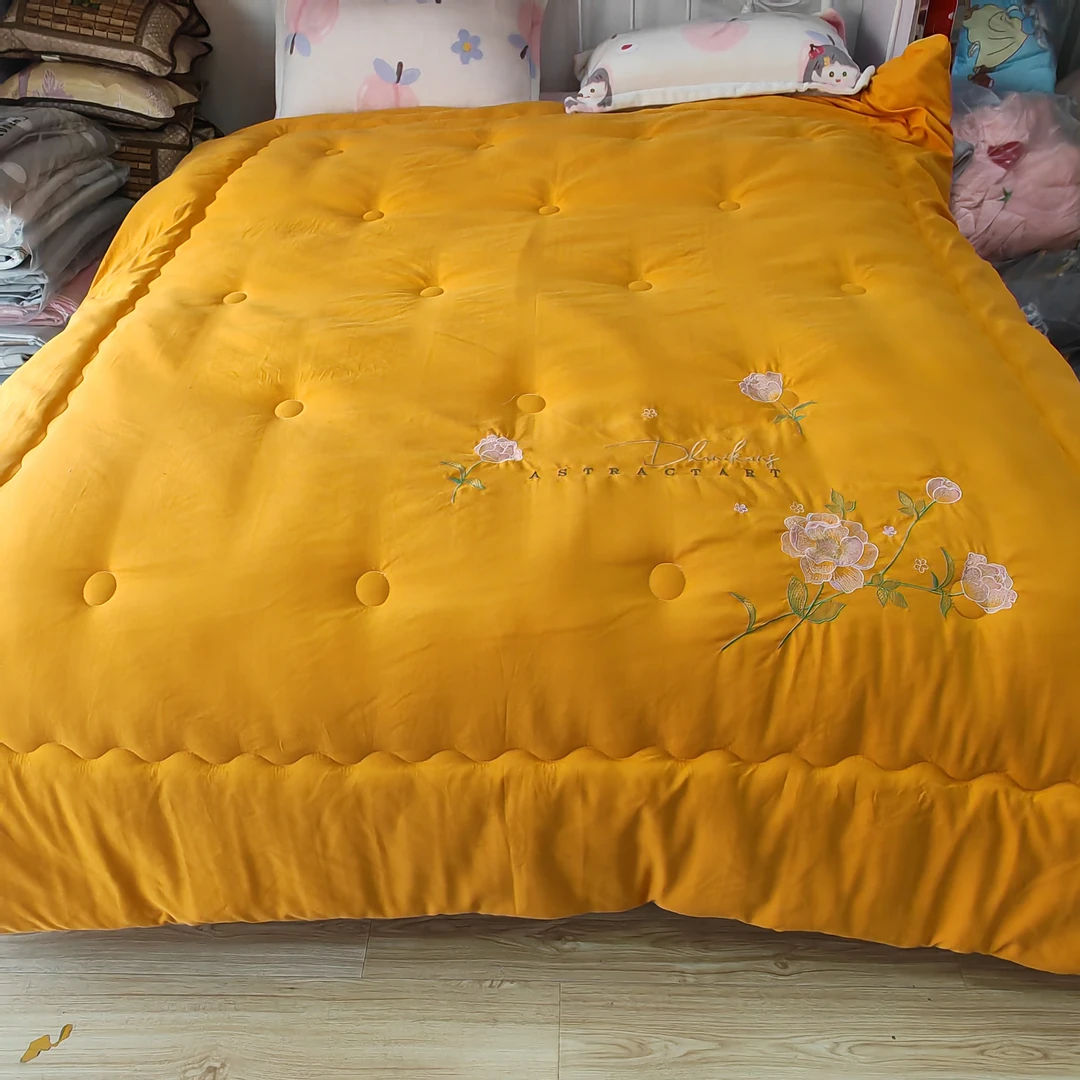 加厚磨毛学生印花绣花冬被重工刺绣面料柔软舒适双人单人被子被芯