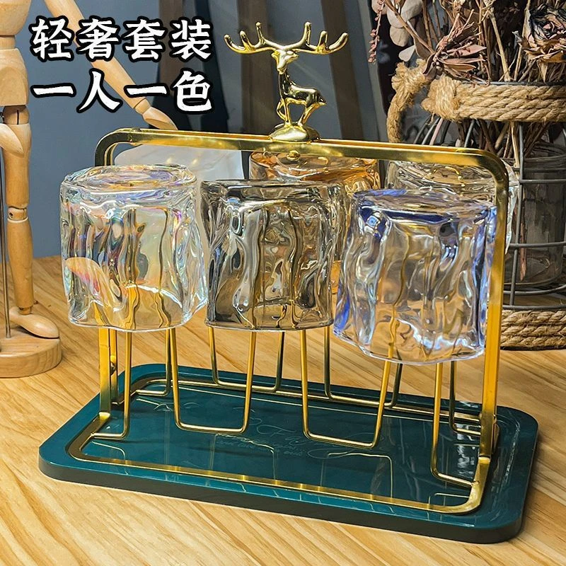 网红扭扭杯威士忌酒杯褶皱玻璃杯子高颜值洋酒啤酒杯水杯套装家用