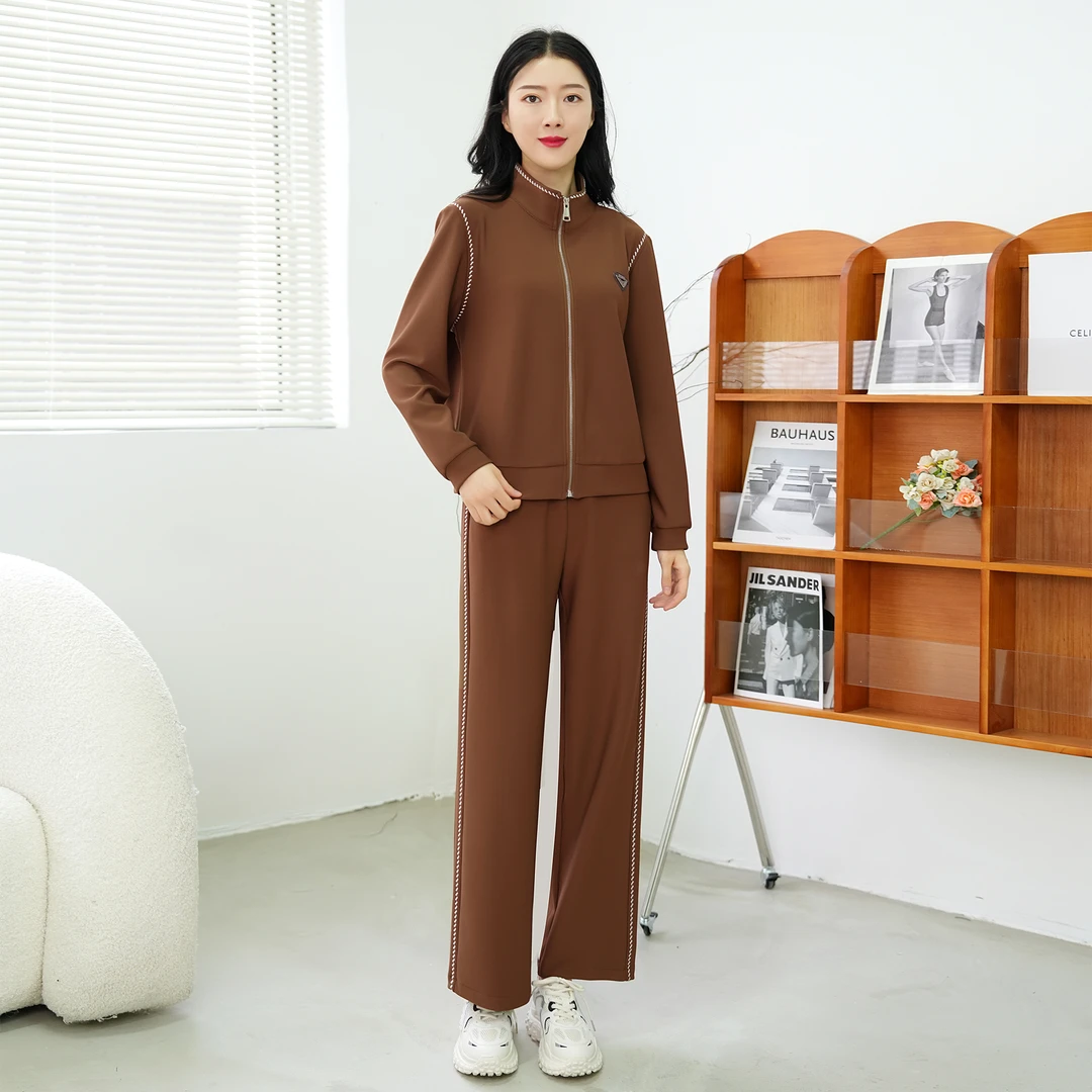 【秋季新款】时尚韩版拼接简约气质百搭休闲套装AQ2737上衣56裤子98