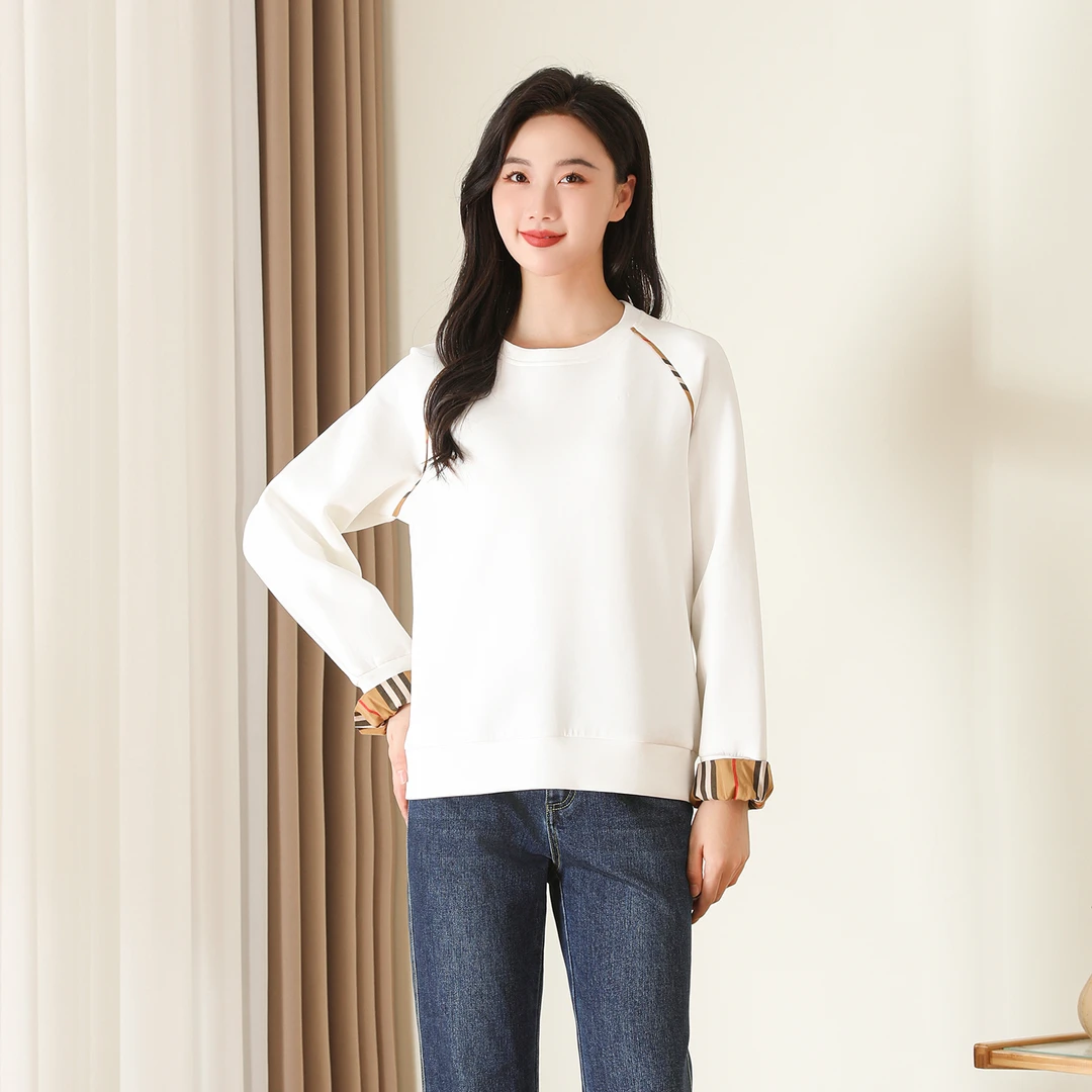 【秋季新款】韩版设计感气质百搭洋气复古格纹拼接卫衣AQ2562