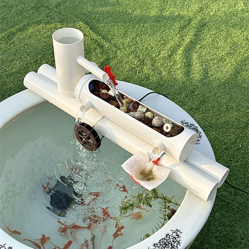 小鱼缸三合一低水位过滤器水循环家用室内外静音加氧流水三层净水