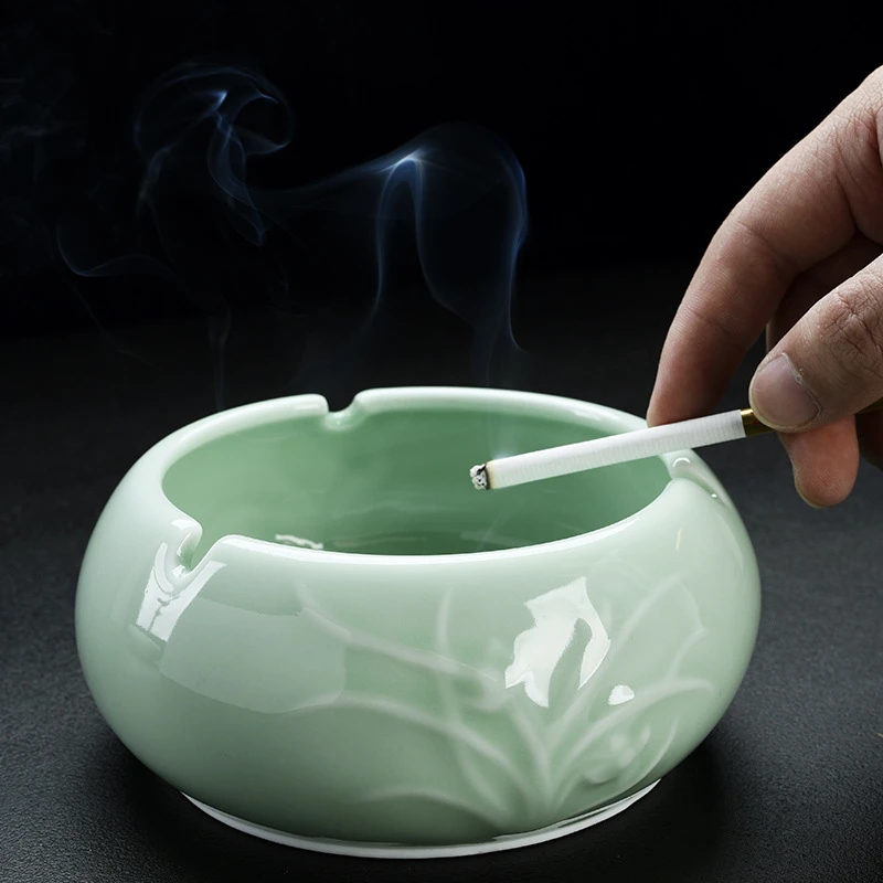 陶瓷大号烟灰缸复古个性创意时尚新中式家用客厅办公室烟灰缸