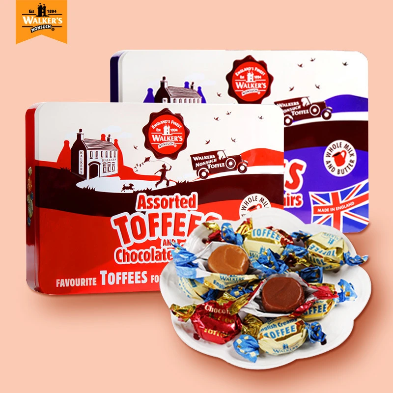 英国进口Walker's沃尔克斯太妃糖铁盒装礼盒糖果400g生日高档