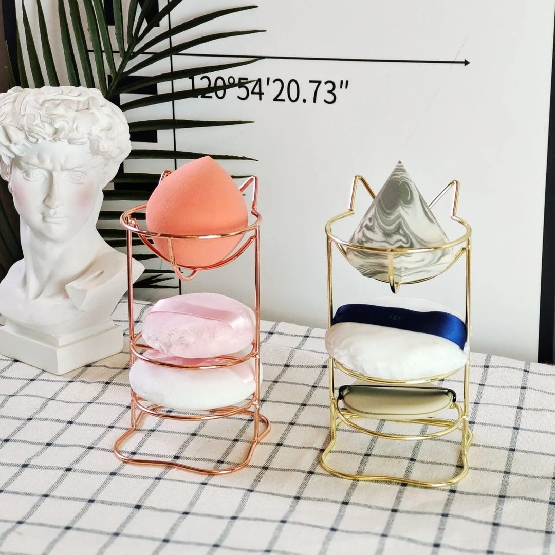 美妆蛋架托多层化妆蛋气垫粉扑收纳多个粉扑收纳晾晒架猫咪蛋架