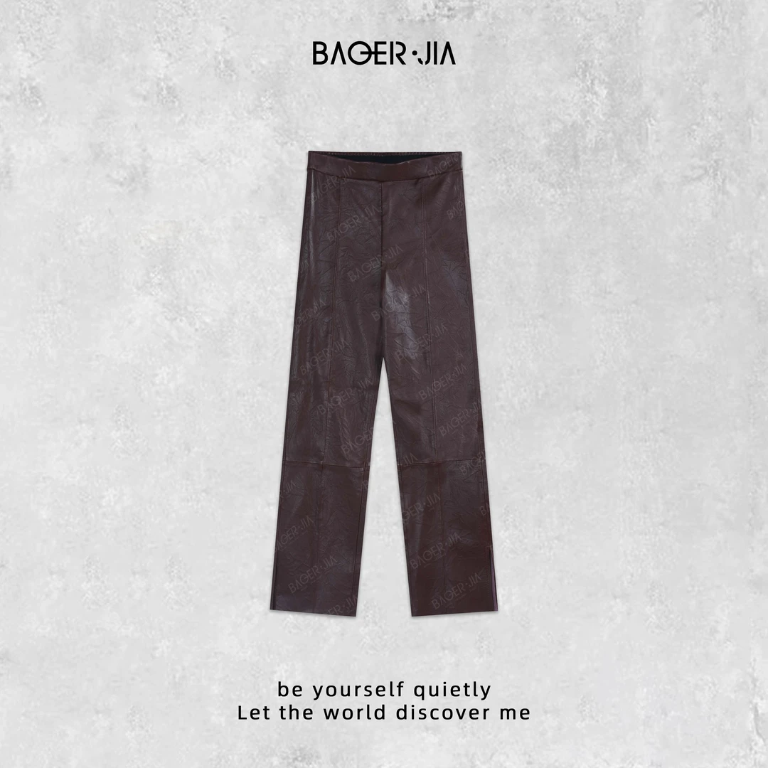 1-【必入皮裤】宝儿家含幂BC46724307早秋新款时尚高弹百搭显瘦裤子