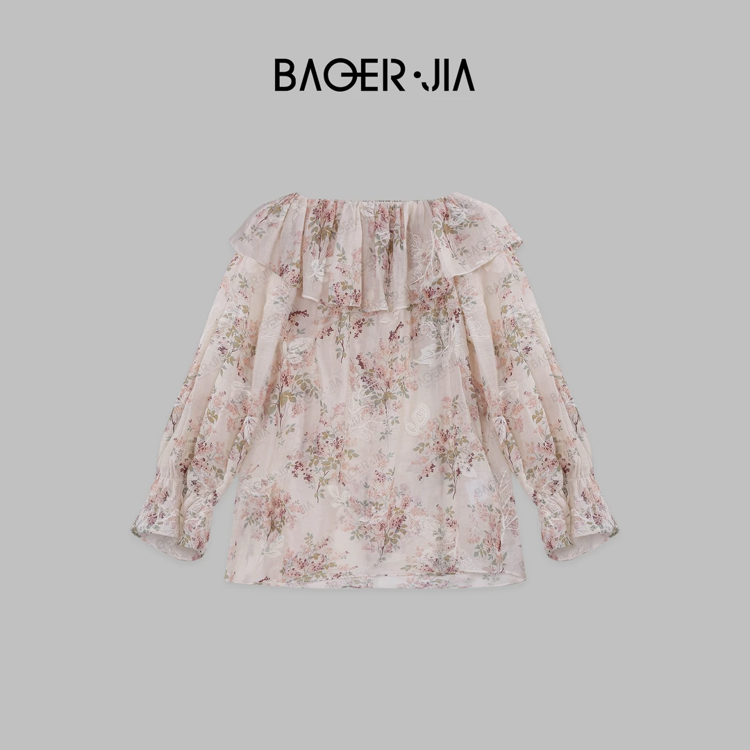 1-【爱丽丝】宝儿家BK34424204春夏穿搭款国潮碎花休闲百搭印花衬衫