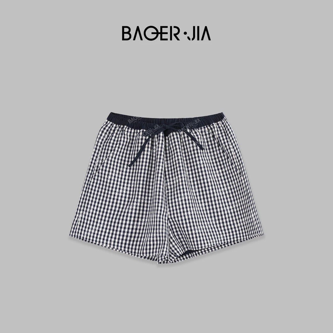 20-宝儿家BB09924205夏季穿搭新款时尚百搭休闲潮流格子透气裤子