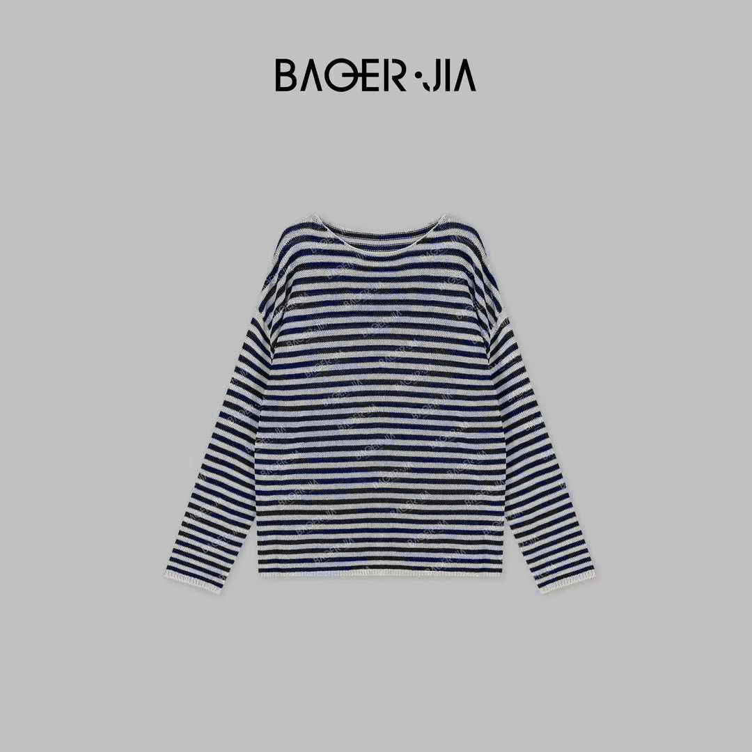 1-【氧气少女】宝儿家BL43924205夏季新款穿搭慵懒感时尚条纹上衣