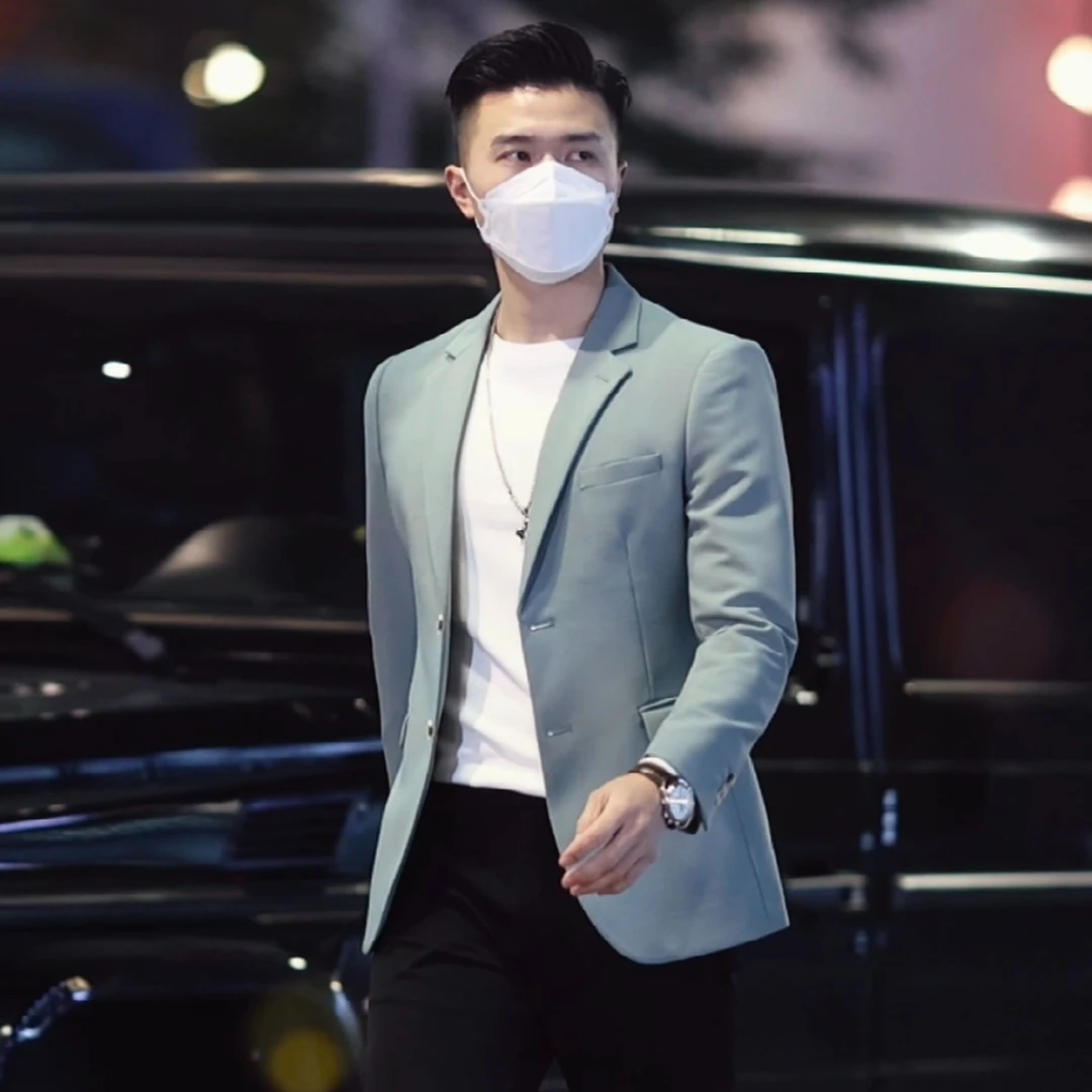 春季男士商务休闲单排扣小西装外套青年修身百搭单西便服上衣西服