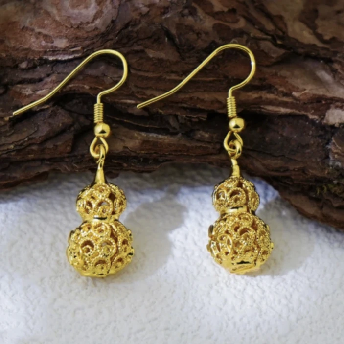 国风镂空葫芦耳环古法时尚气质X