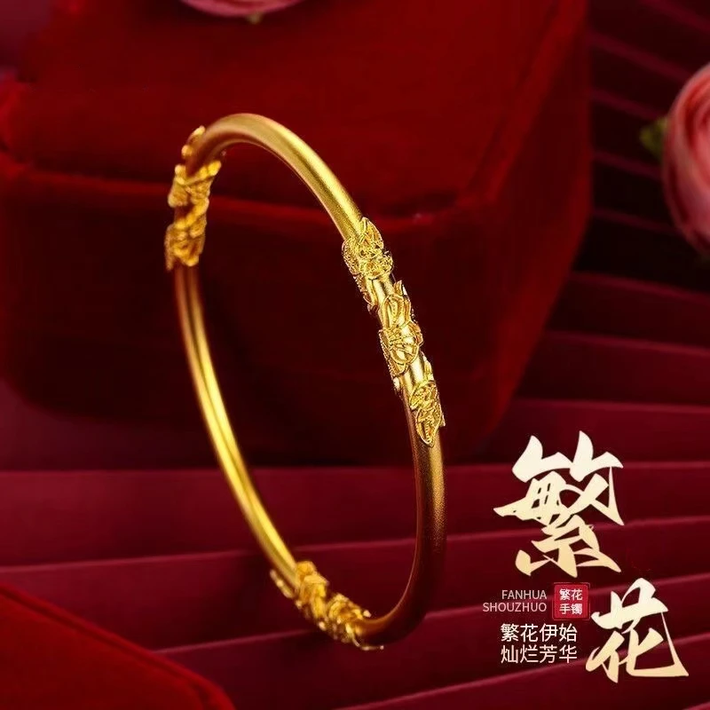 繁花开口手工镶嵌花叶相思藤时尚浮雕花叶树藤手镯