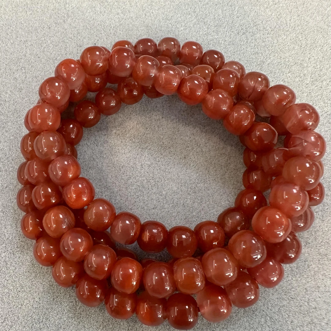 【欣妈珠宝】满色火焰纹南红多圈手串