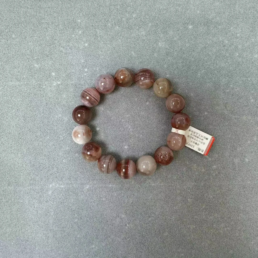 【欣妈珠宝】（有矿坑矿点）原矿南红手串#05 （九口料）14.5-14.8mm