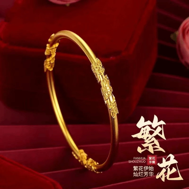 钛钢手镯  繁花手镯开口可调节女款时尚百搭轻奢气质不掉色中国风