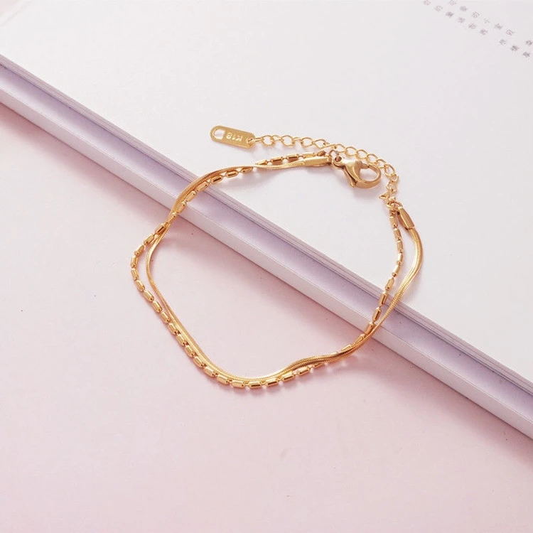 小米珠珠双层手串简约叠戴抽拉可调节素链时尚气质小众清新手链