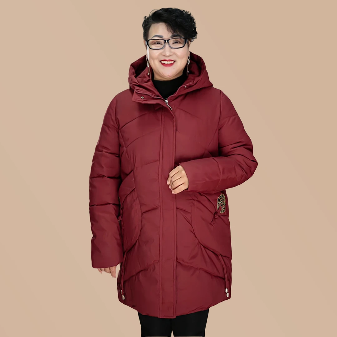 大码妈妈装中老年人祥云冬季长款连帽国风新款棉服时尚保暖棉袄