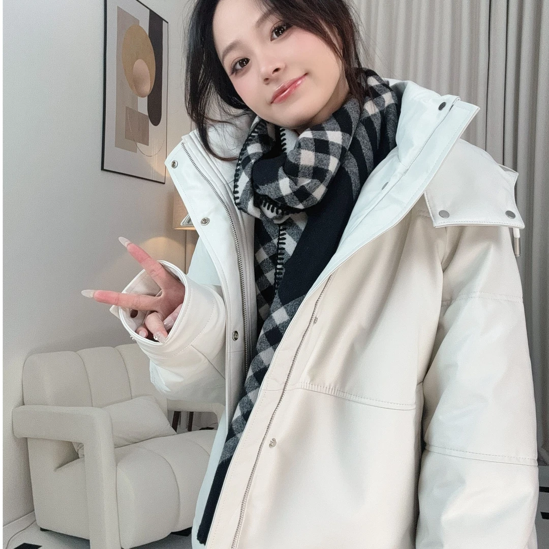 海宁新款韩版网红时尚女装短款连帽羽绒服冬季加厚保暖外套898