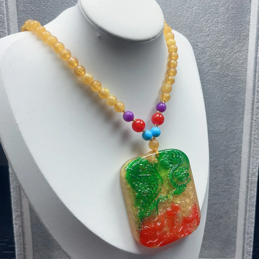 非金属吊坠 H121【秦王朝】典藏致沁龙凤炫彩吊牌