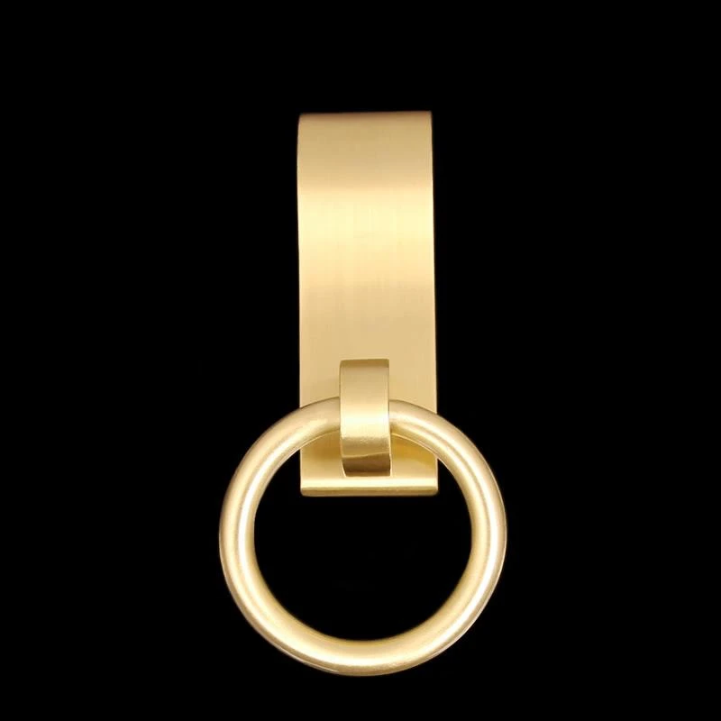 新中式古典吊牌柜门纯铜拉手北欧简约衣柜橱柜抽屉黄铜拉环拉手