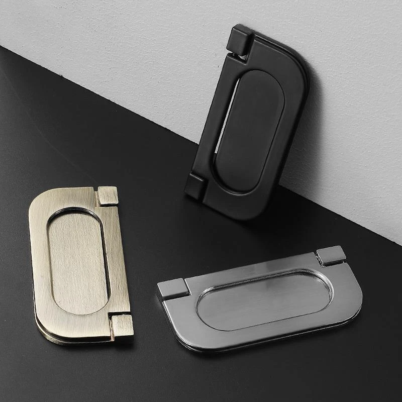 黑色拉丝衣柜抽屉翻盖明装平拉手隐形五金锌合金橱柜门把手