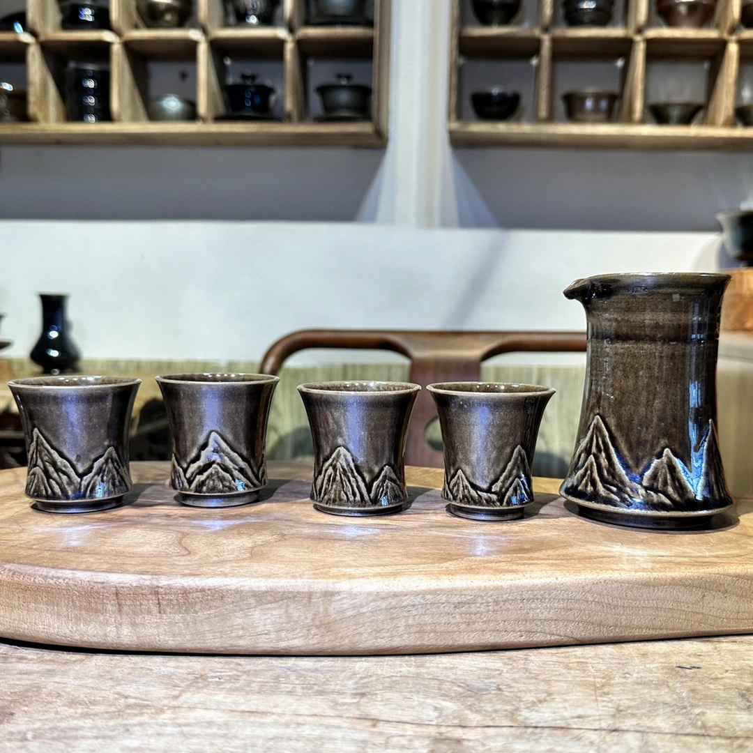 醉翁之意 山水酒器 纯手工拉坯雕刻