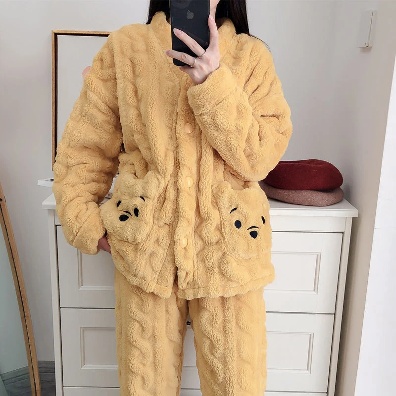 珊瑚绒睡衣女秋冬季加厚加绒可爱学生宿舍可外穿新款家居服套装