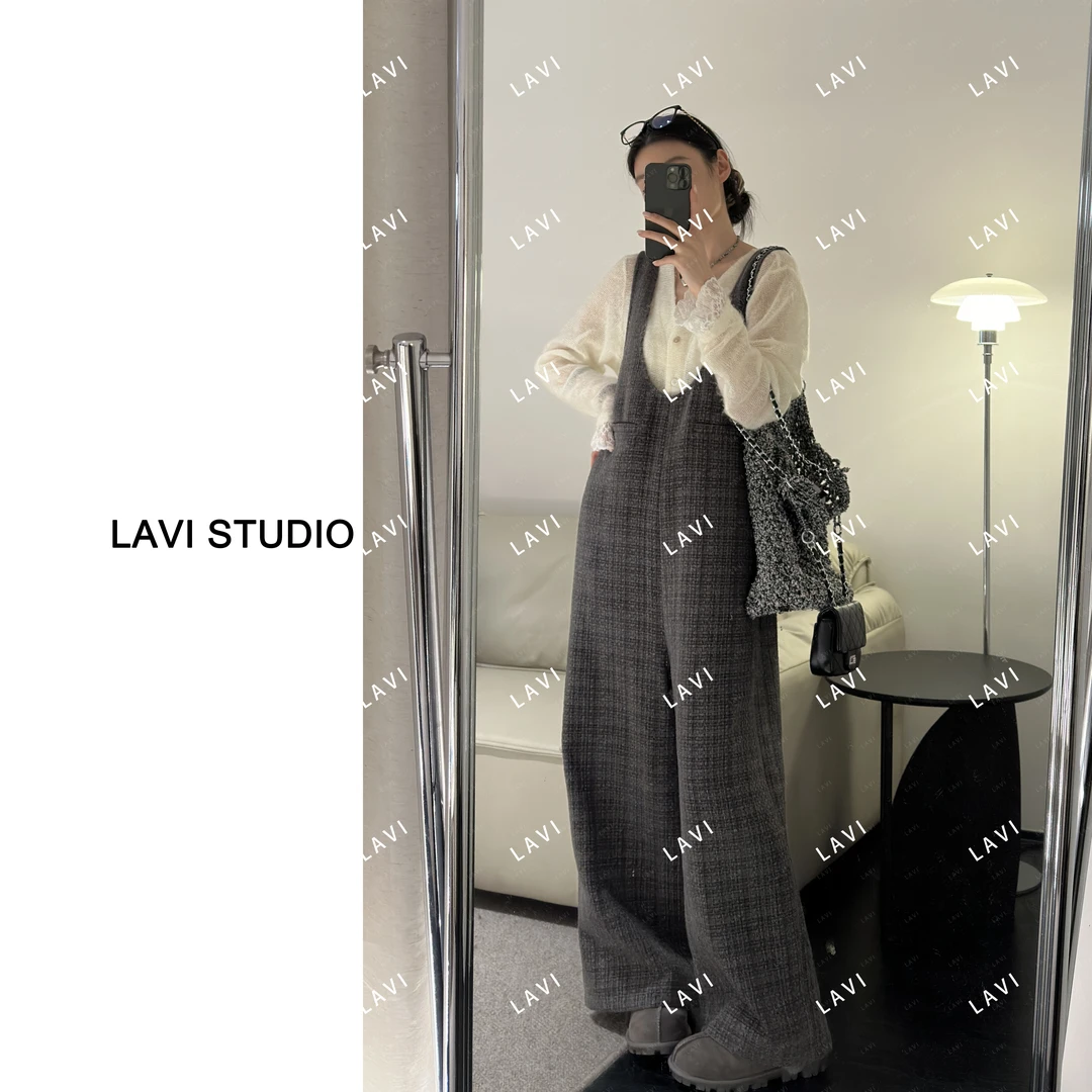 记忆芯片 时尚条纹显瘦气质小香风针织背带裤休闲裤QJ2947