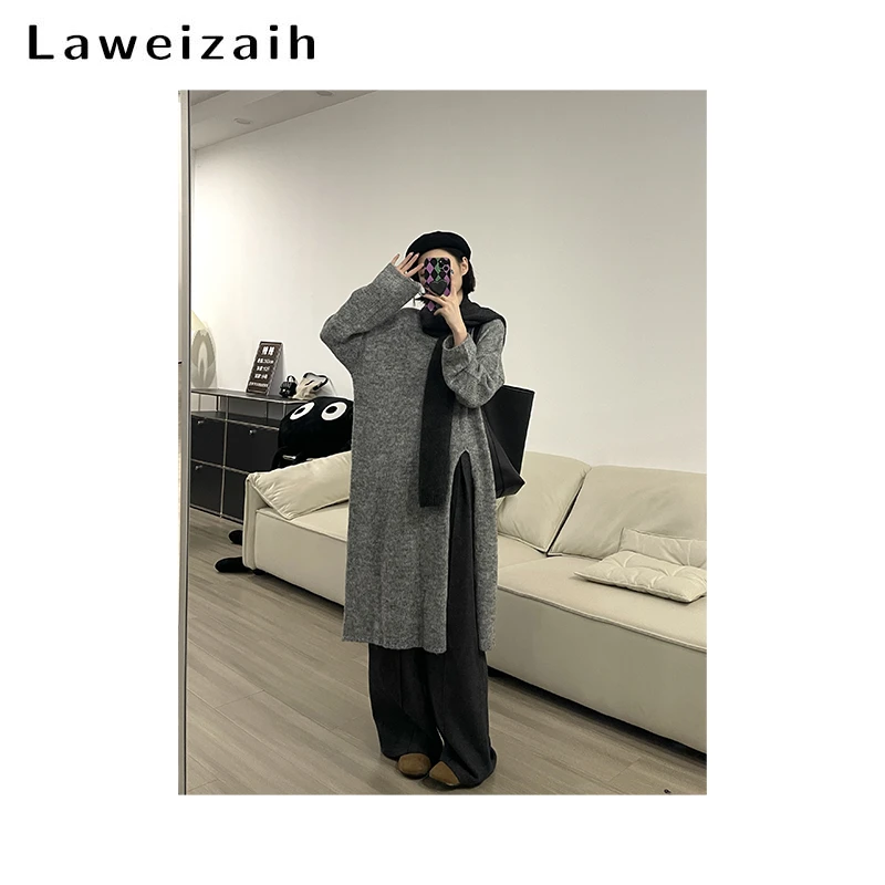 薇薇安的故事 气质长款开叉针织毛衣 QJ112